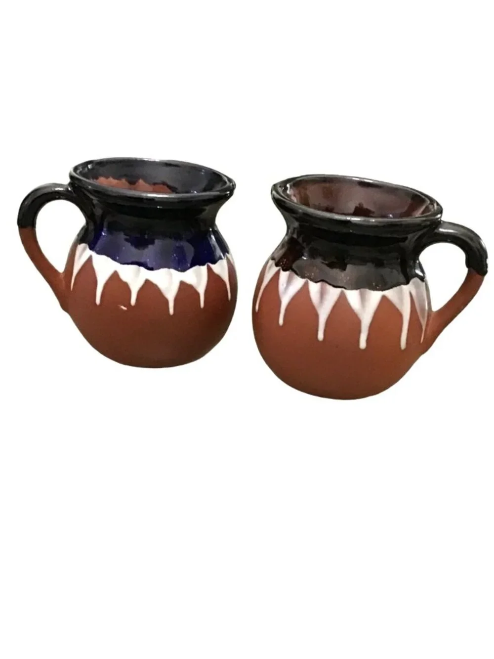 SET OF 2- CERAMIC TERRA COTTA CLAY MEXICAN BARRO COFFEE MUGS
